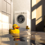 Water damage caused by defective washing machine and rubber ducks