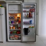 Refrigerator in the kitchen with food