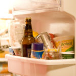 Fridge shelf with food