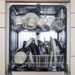 A dishwasher full of dirty dishes